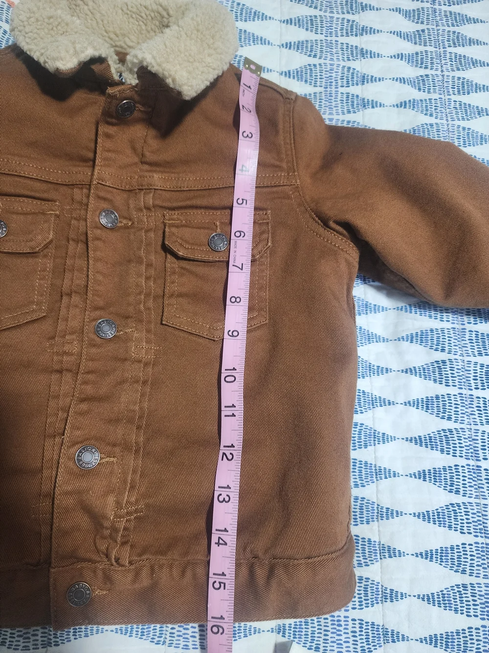 GAP Kids Tan Brown Sherpa-Lined Jean Jacket Size 5